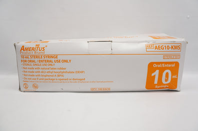 Ameritus AEG10-KMS Sterile Syringe For Oral / Enteral Use Only 10ml  Pack of 100